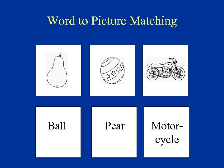 Word to Picture Matching Ball Pear Motorcycle 