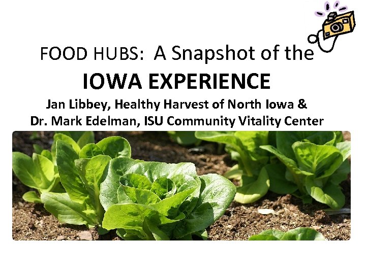 FOOD HUBS: A Snapshot of the IOWA EXPERIENCE Jan Libbey, Healthy Harvest of North