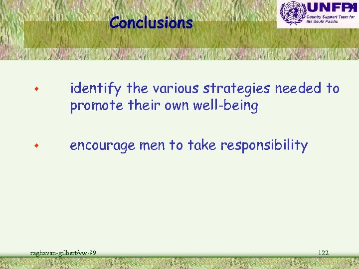 Conclusions w w identify the various strategies needed to promote their own well-being encourage