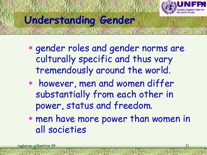 Understanding Gender w gender roles and gender norms are culturally specific and thus vary