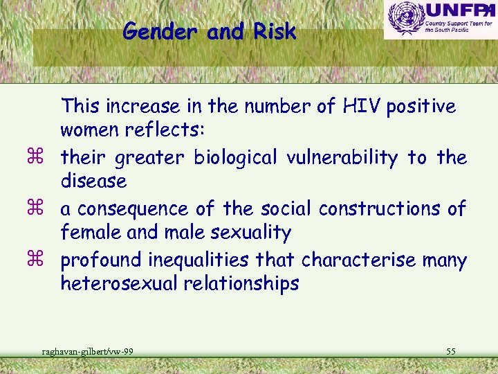 Gender and Risk This increase in the number of HIV positive women reflects: z