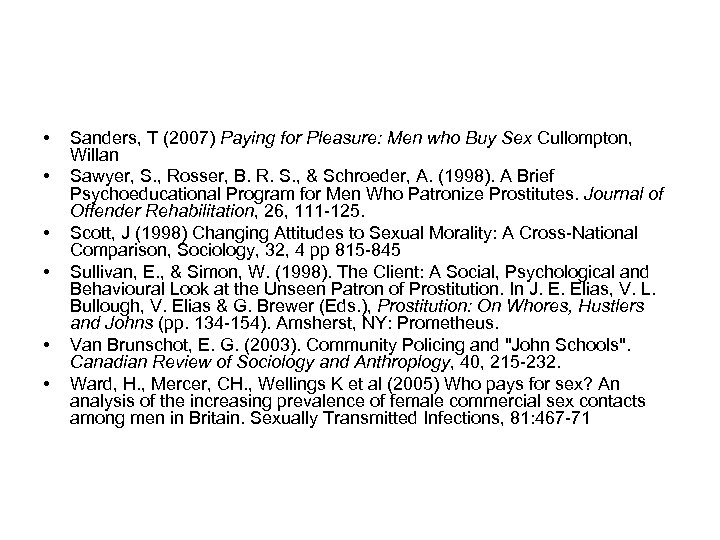 • • • Sanders, T (2007) Paying for Pleasure: Men who Buy Sex