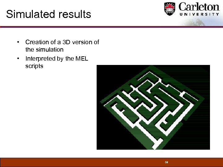 Simulated results • Creation of a 3 D version of the simulation • Interpreted