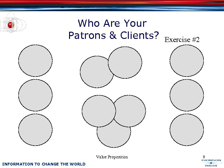 Who Are Your Patrons & Clients? Value Proposition INFORMATION TO CHANGE THE WORLD Exercise