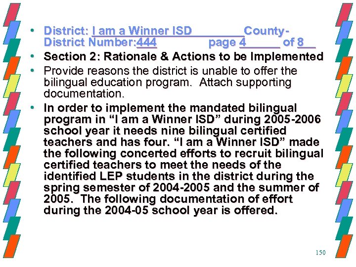  • District: I am a Winner ISD County. District Number: 444 page 4