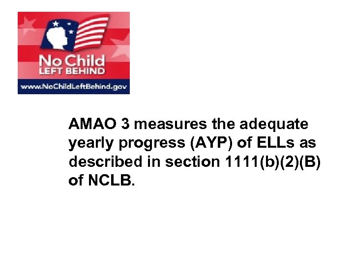AMAO 3 measures the adequate yearly progress (AYP) of ELLs as described in section