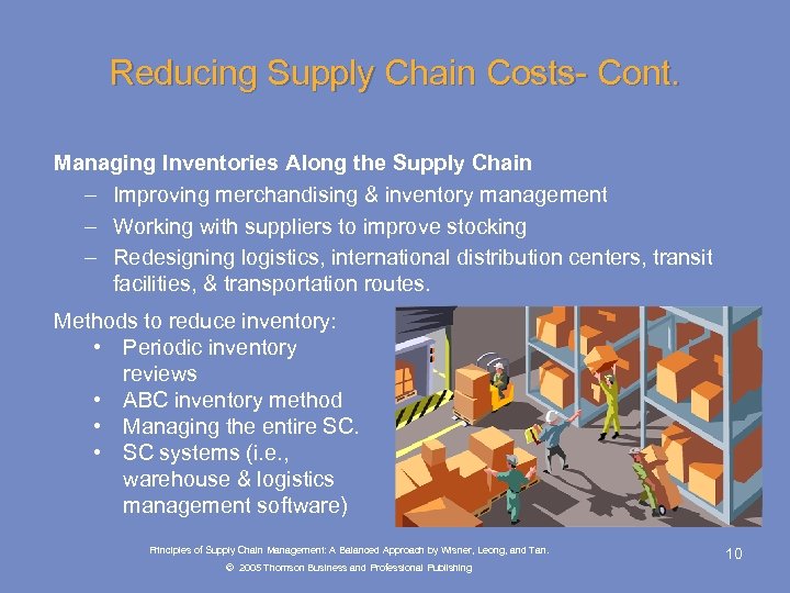Reducing Supply Chain Costs- Cont. Managing Inventories Along the Supply Chain – Improving merchandising