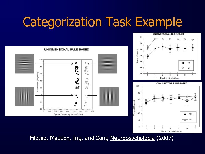 Categorization Task Example Filoteo, Maddox, Ing, and Song Neuropsychologia (2007) 