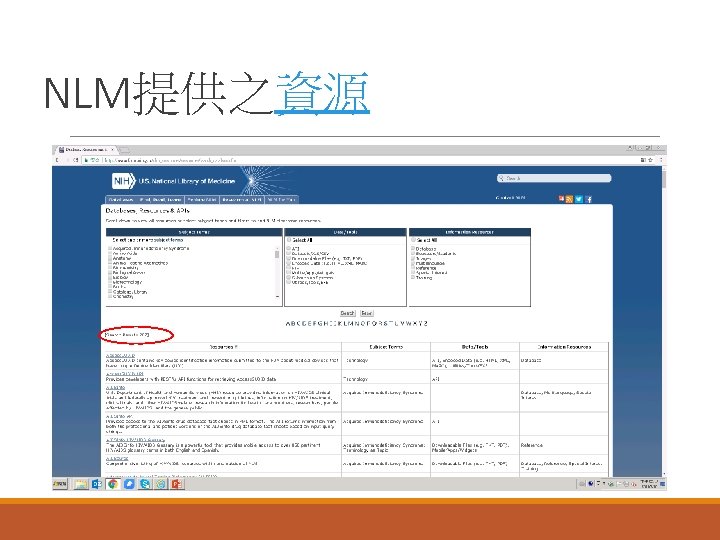 NLM提供之資源 