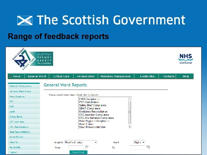 Range of feedback reports 