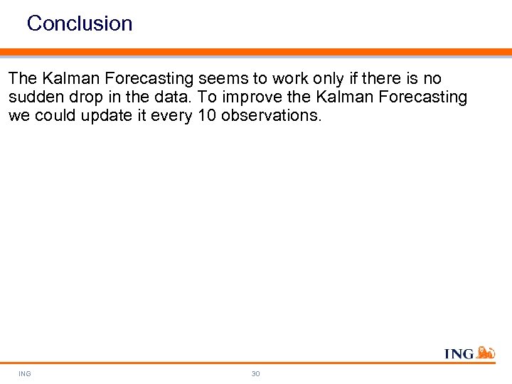 Conclusion The Kalman Forecasting seems to work only if there is no sudden drop