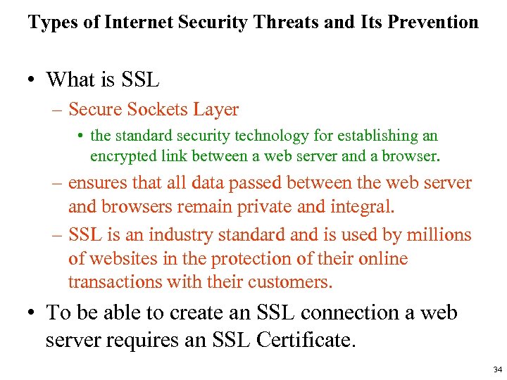 Types of Internet Security Threats and Its Prevention • What is SSL – Secure