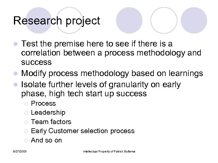 Research project Test the premise here to see if there is a correlation between