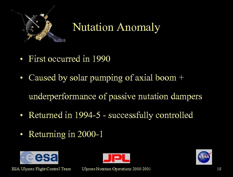 Nutation Anomaly • First occurred in 1990 • Caused by solar pumping of axial