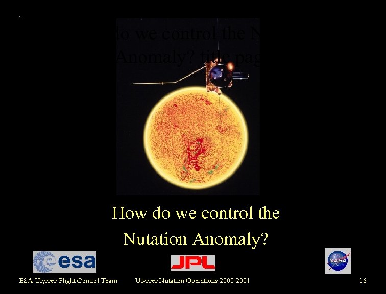 How do we control the Nutation Anomaly? title page How do we control the