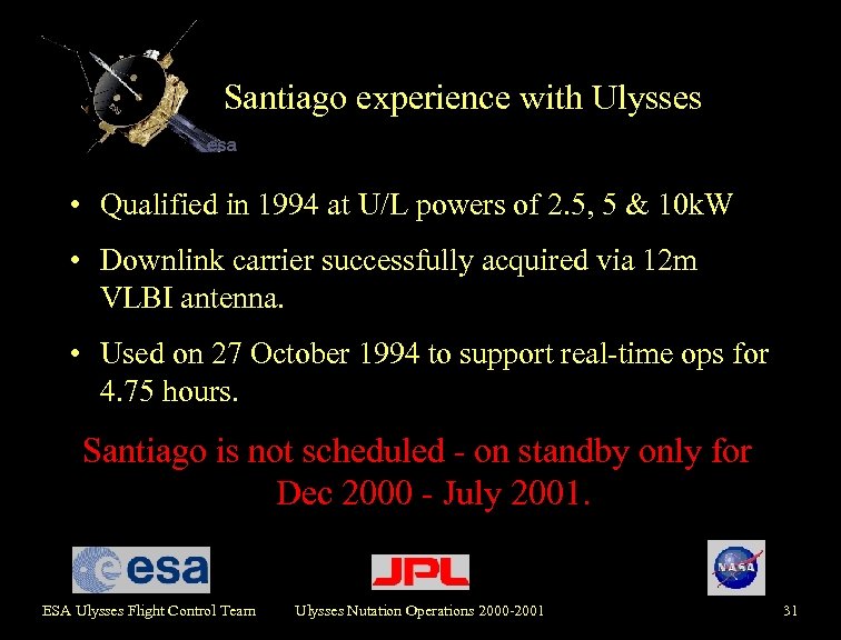 Santiago experience with Ulysses • Qualified in 1994 at U/L powers of 2. 5,
