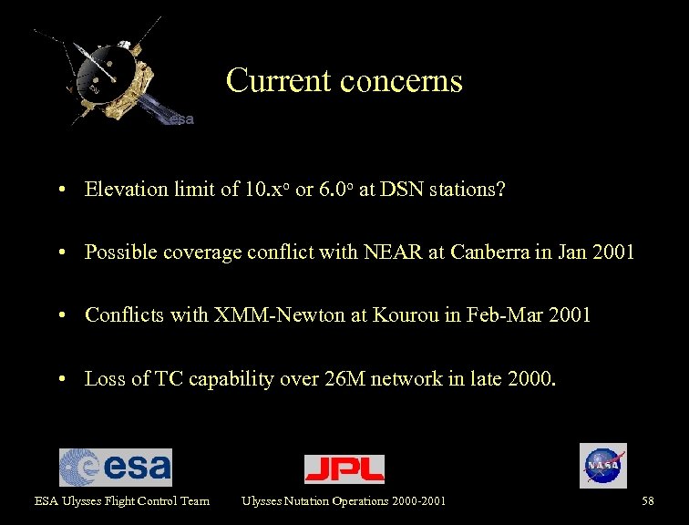 Current concerns • Elevation limit of 10. xo or 6. 0 o at DSN
