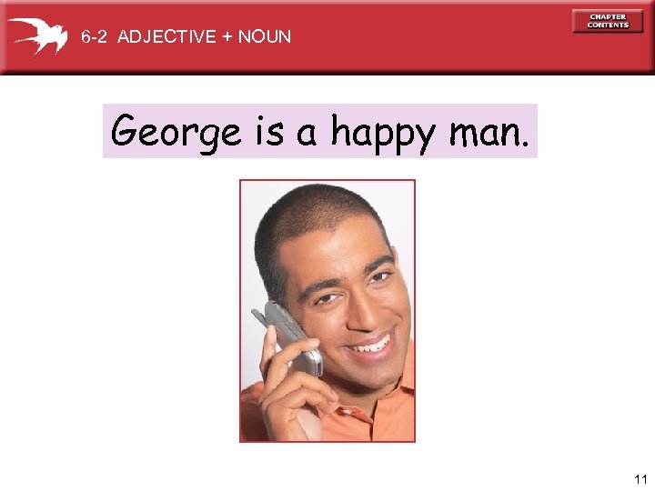 6 -2 ADJECTIVE + NOUN George is a happy man. 11 