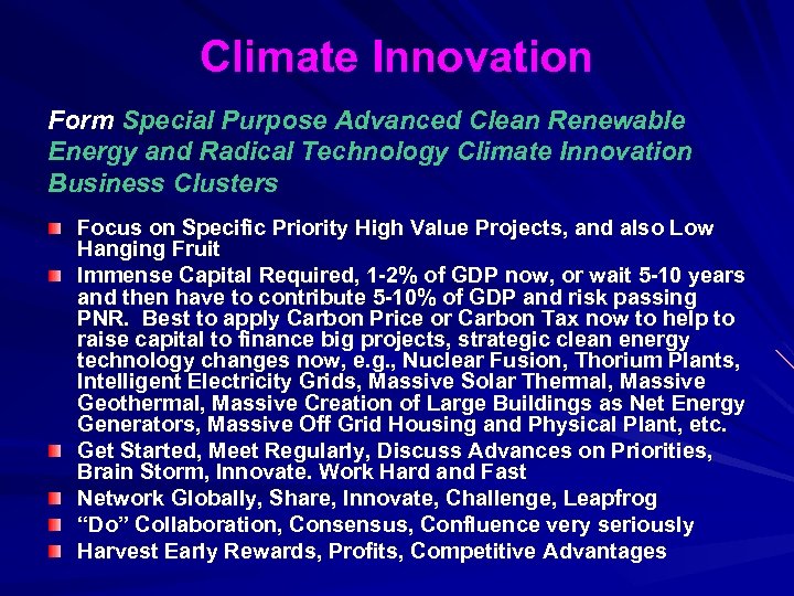 Climate Innovation Form Special Purpose Advanced Clean Renewable Energy and Radical Technology Climate Innovation