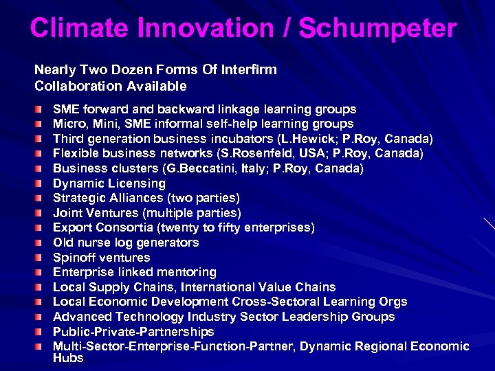 Climate Innovation / Schumpeter Nearly Two Dozen Forms Of Interfirm Collaboration Available SME forward