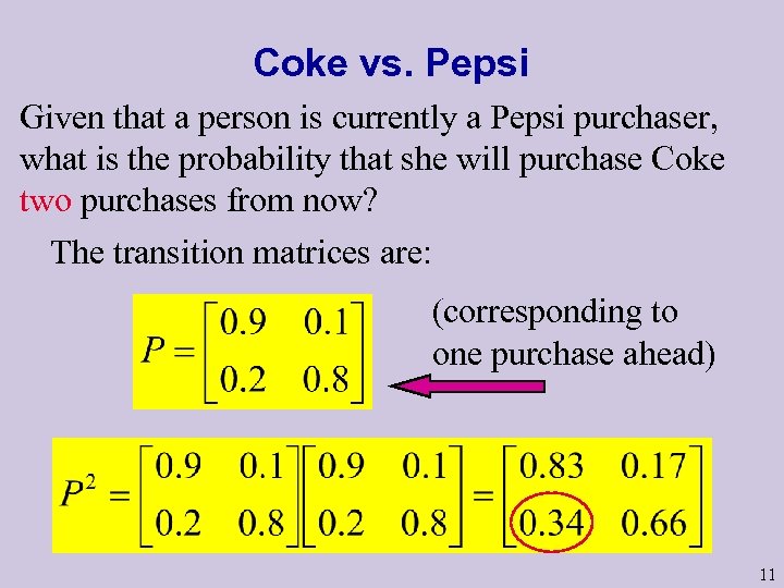 Coke vs. Pepsi Given that a person is currently a Pepsi purchaser, what is