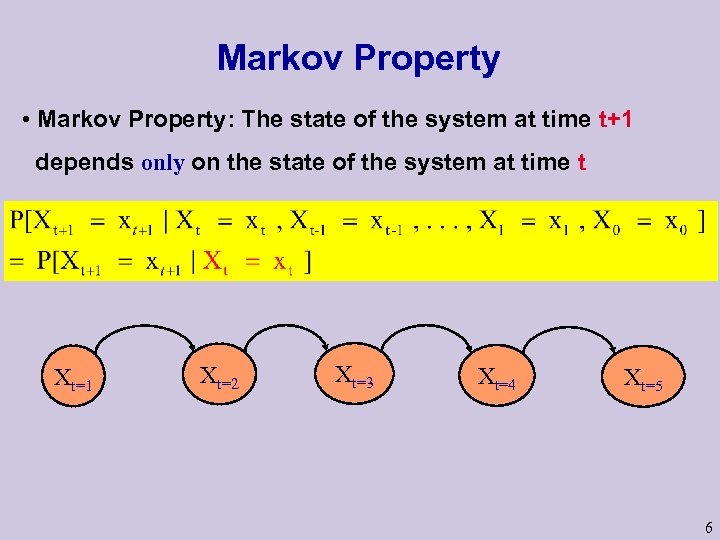 Markov Property • Markov Property: The state of the system at time t+1 depends