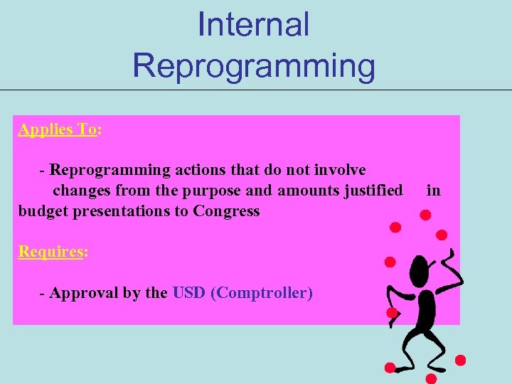 Internal Reprogramming Applies To: - Reprogramming actions that do not involve changes from the