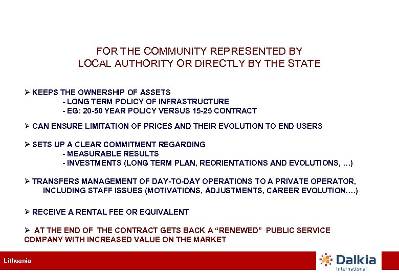 FOR THE COMMUNITY REPRESENTED BY LOCAL AUTHORITY OR DIRECTLY BY THE STATE Ø KEEPS