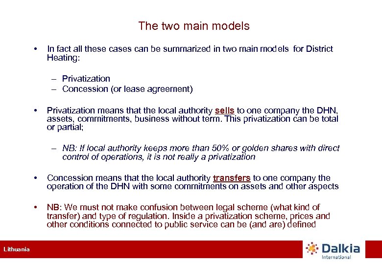 The two main models • In fact all these cases can be summarized in