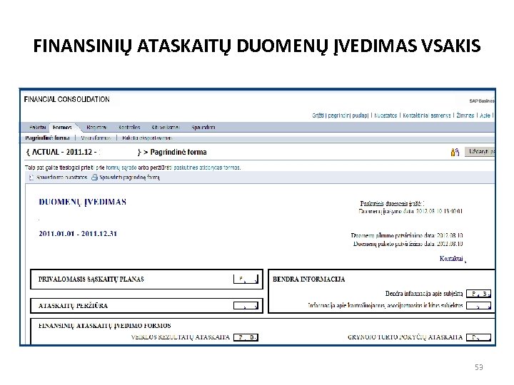 FINANSINIŲ ATASKAITŲ DUOMENŲ ĮVEDIMAS VSAKIS 53 