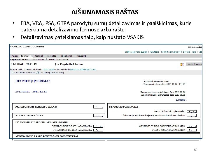 AIŠKINAMASIS RAŠTAS • FBA, VRA, PSA, GTPA parodytų sumų detalizavimas ir paaiškinimas, kurie pateikiama