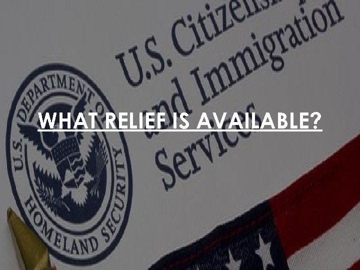 WHAT RELIEF IS AVAILABLE? 