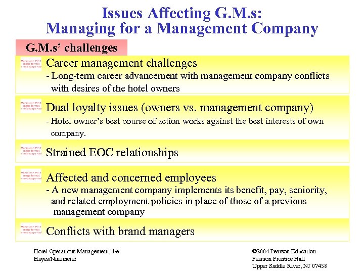 Issues Affecting G. M. s: Managing for a Management Company G. M. s’ challenges