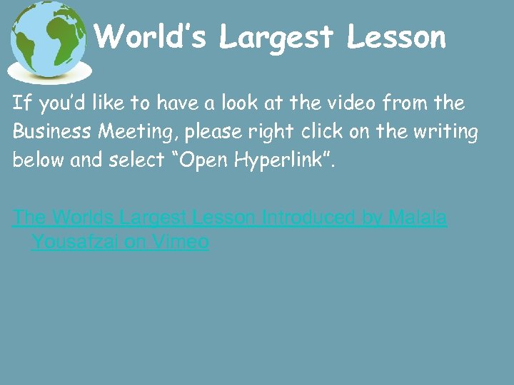 World’s Largest Lesson If you’d like to have a look at the video from
