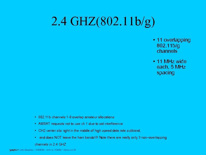 2. 4 GHZ(802. 11 b/g) • 11 overlapping 802. 11 b/g channels • 11