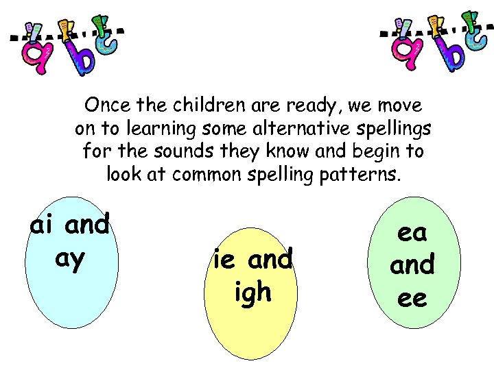 Once the children are ready, we move on to learning some alternative spellings for