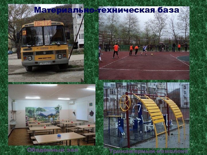 Материально-техническая база Обеденный зал Тренажерный комплекс 
