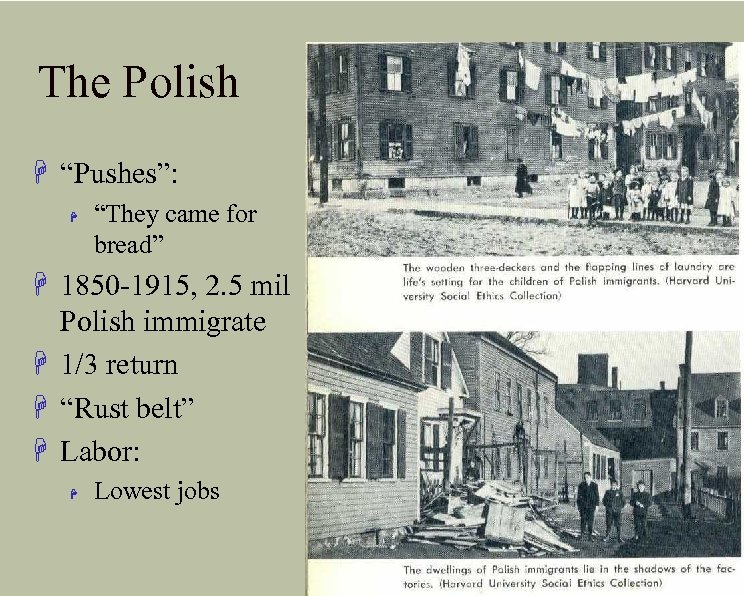 The Polish H “Pushes”: H “They came for bread” H 1850 -1915, 2. 5