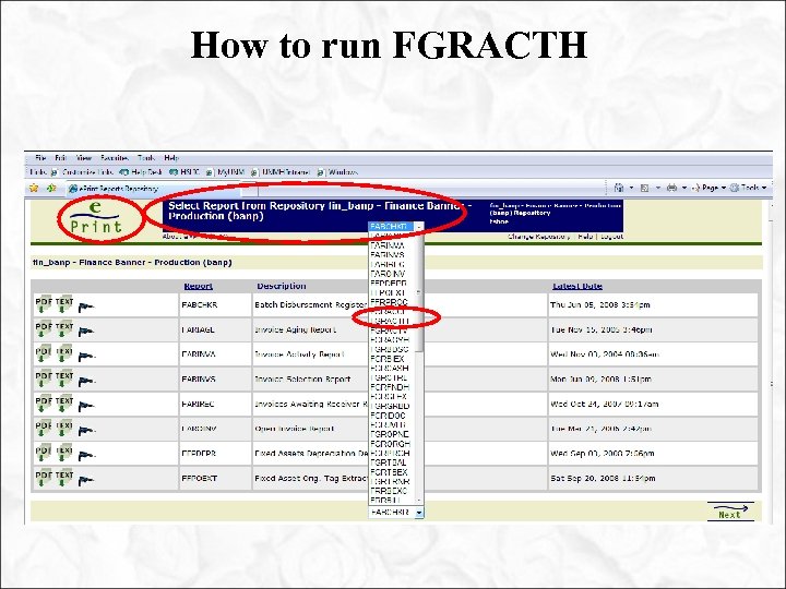 How to run FGRACTH 