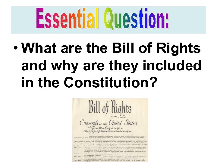  • What are the Bill of Rights and why are they included in