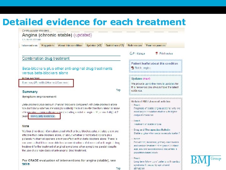 Detailed evidence for each treatment 