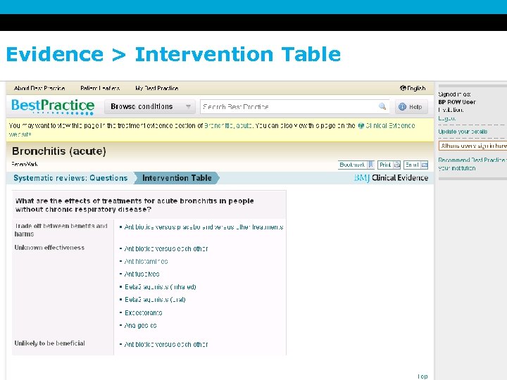 Evidence > Intervention Table 