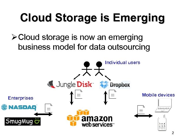 Cloud Storage is Emerging Ø Cloud storage is now an emerging business model for