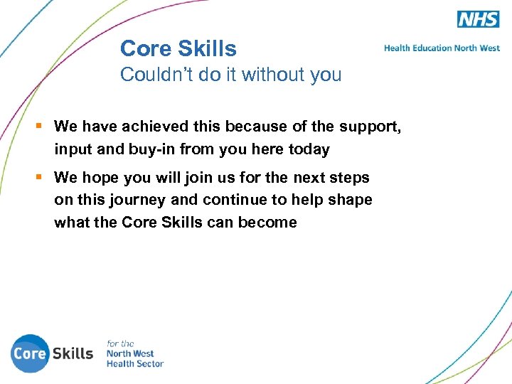 Core Skills Couldn’t do it without you § We have achieved this because of