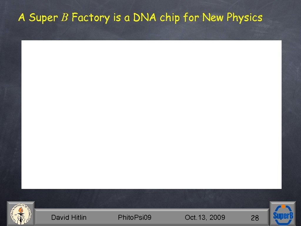 A Super B Factory is a DNA chip for New Physics David Hitlin Phito.