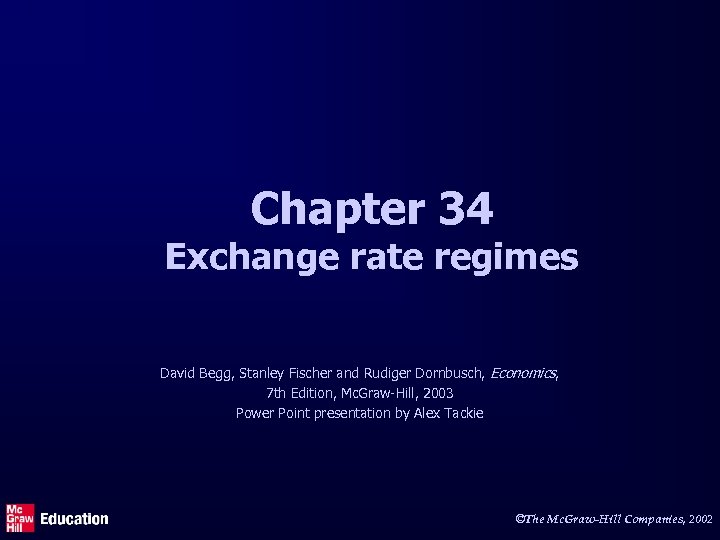 Chapter 34 Exchange rate regimes David Begg, Stanley Fischer and Rudiger Dornbusch, Economics, 7
