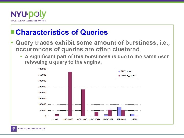 Characteristics of Queries • Query traces exhibit some amount of burstiness, i. e. ,