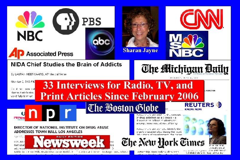 Sharan Jayne 33 Interviews for Radio, TV, and Print Articles Since February 2006 