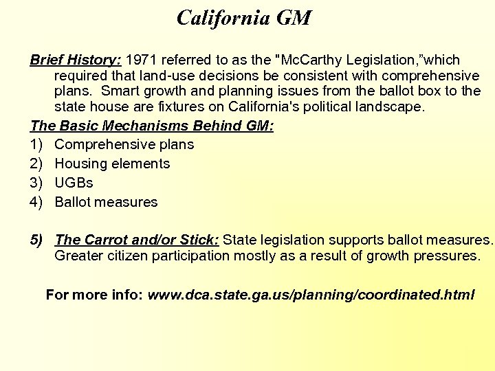 California GM Brief History: 1971 referred to as the 