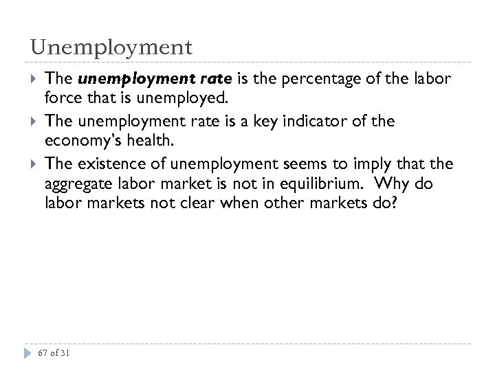 Unemployment The unemployment rate is the percentage of the labor force that is unemployed.